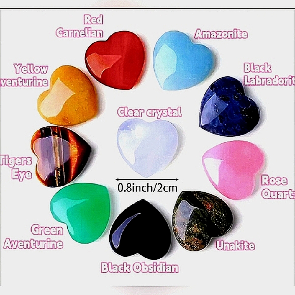 30 Chakra Stone Gift Box Heart Shape Stone Necklace Bracelet Ring Rubbing Stone - Picture 4 of 14